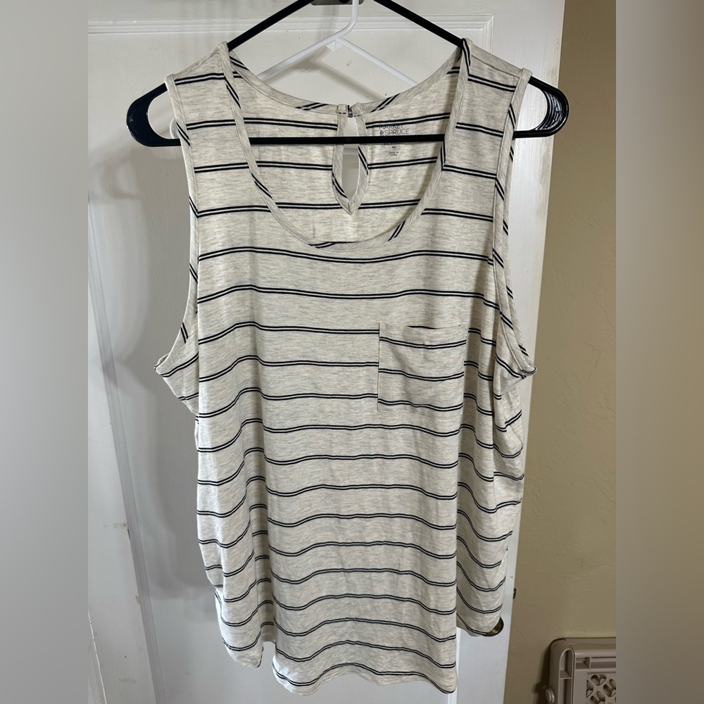 Market & Spruce Black and White Striped Tank Top